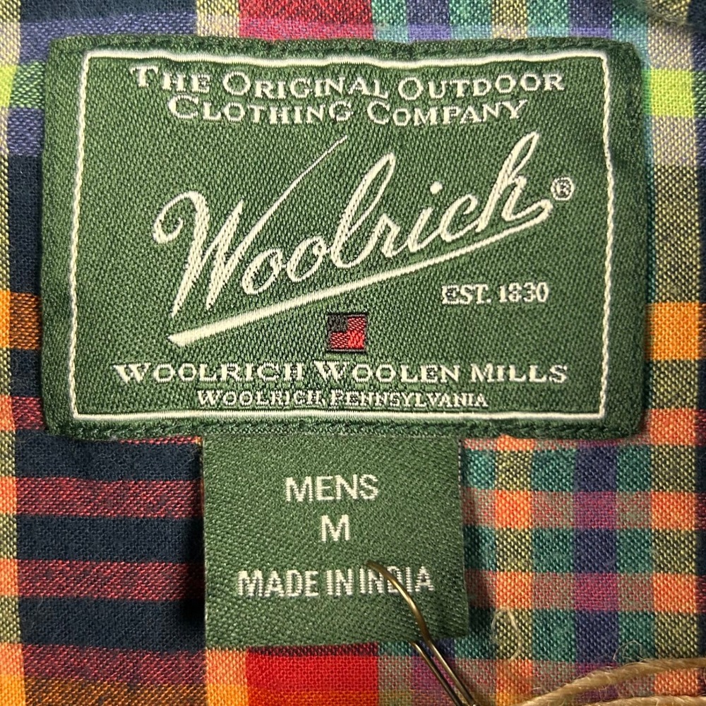 Lot 2 Woolrich Plaid Shirt Men Medium Multi-Color Plaid Short Sleeve Button Down - Picture 5 of 11
